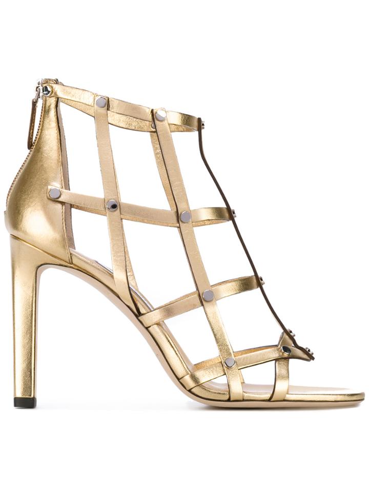 Jimmy Choo 'tina' Studded Cage Sandals - Metallic