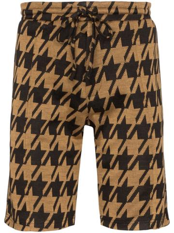Prévu Pelle Houndstooth Bermuda Shorts - Black