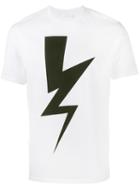 Neil Barrett Lightning Bolt Logo T-shirt, Men's, Size: Medium, White, Cotton