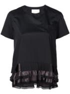 Sacai - Ruffle Hem T-shirt - Women - Cotton/polyester - 1, Black, Cotton/polyester