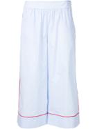 Thakoon Wide Leg Cropped Trousers, Women's, Size: 4, Blue, Silk