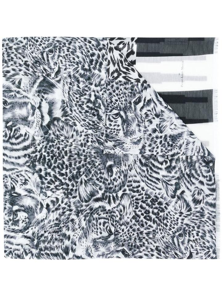 Pierre-louis Mascia Leopard Print Panelled Scarf - Black