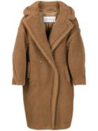 Max Mara Textured Oversized Double Breasted Coat - Brown