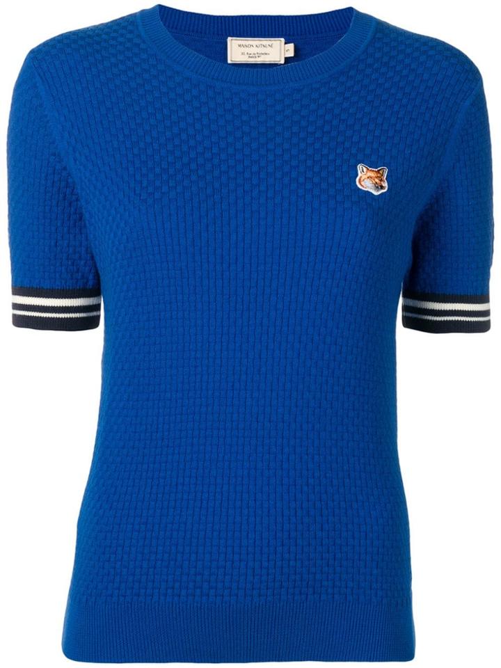 Maison Kitsuné Fox Head Patch Knitted Top - Blue