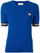 Maison Kitsuné Fox Head Patch Knitted Top - Blue
