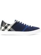 Burberry Checked Sneakers - Blue