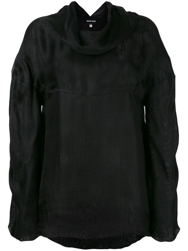 Giorgio Armani Vintage Cowl Neck Blouse - Black