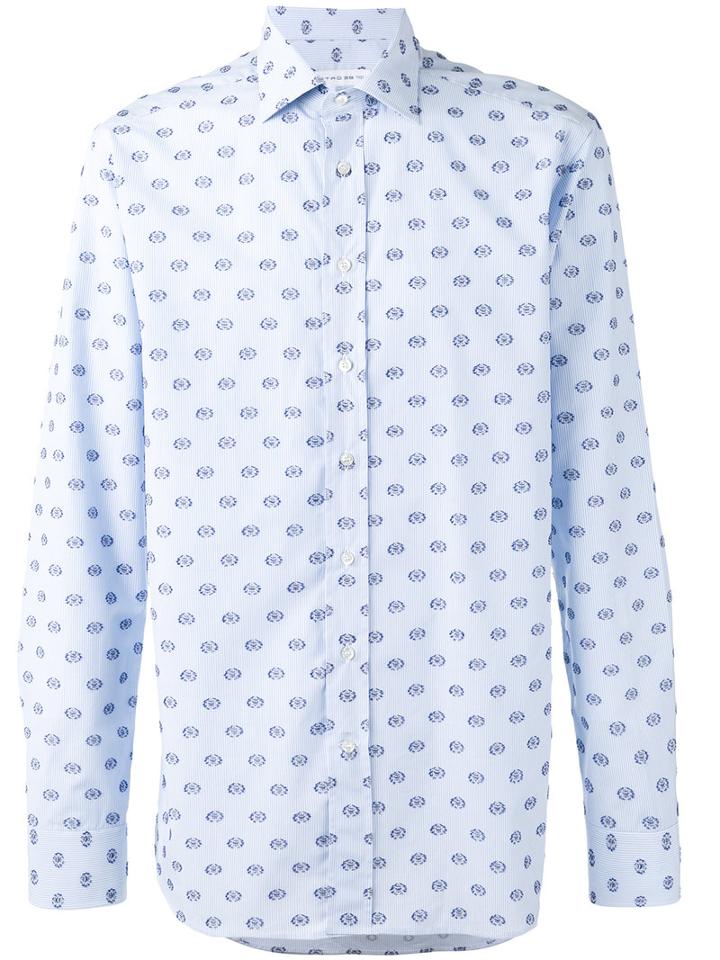 Etro Stitched Shirt, Men's, Size: 40, Blue, Cotton