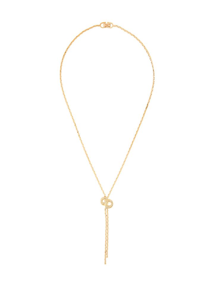 Christian Dior Vintage Rhinestone Drop Necklace - Metallic