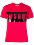 Msgm Front Logo T-shirt, Women's, Size: Large, Red, Cotton