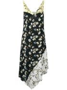 Off-white Cotton Flower Print Midi Dress - Black