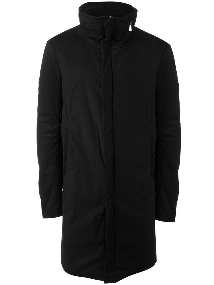Poème Bohémien Zip Collar Coat, Men's, Size: 48, Black, Cotton
