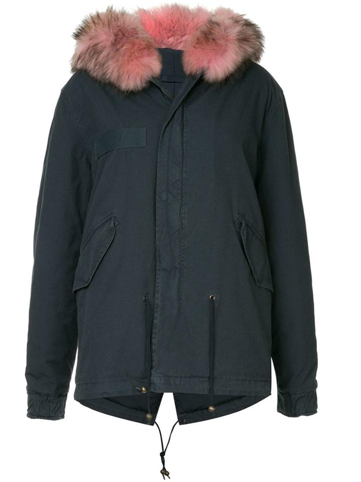Mr & Mrs Italy Fur Hooded Coat - Blue