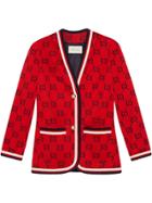 Gucci Gg Jersey Jacket With Web - Red