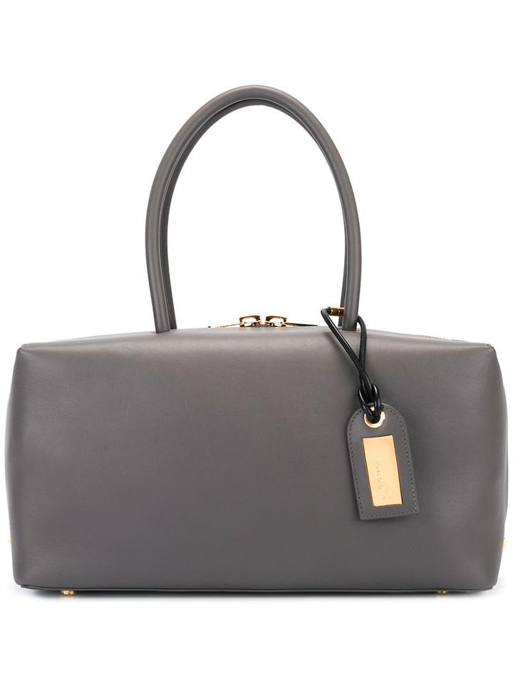 Tom Ford Zip Up Tote Bag, Women's, Grey, Calf Leather/sheep Skin/shearling/brass