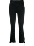 Mother Side Stripe Cropped Jeans - Black