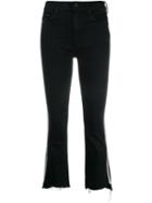 Mother Side Stripe Cropped Jeans - Black