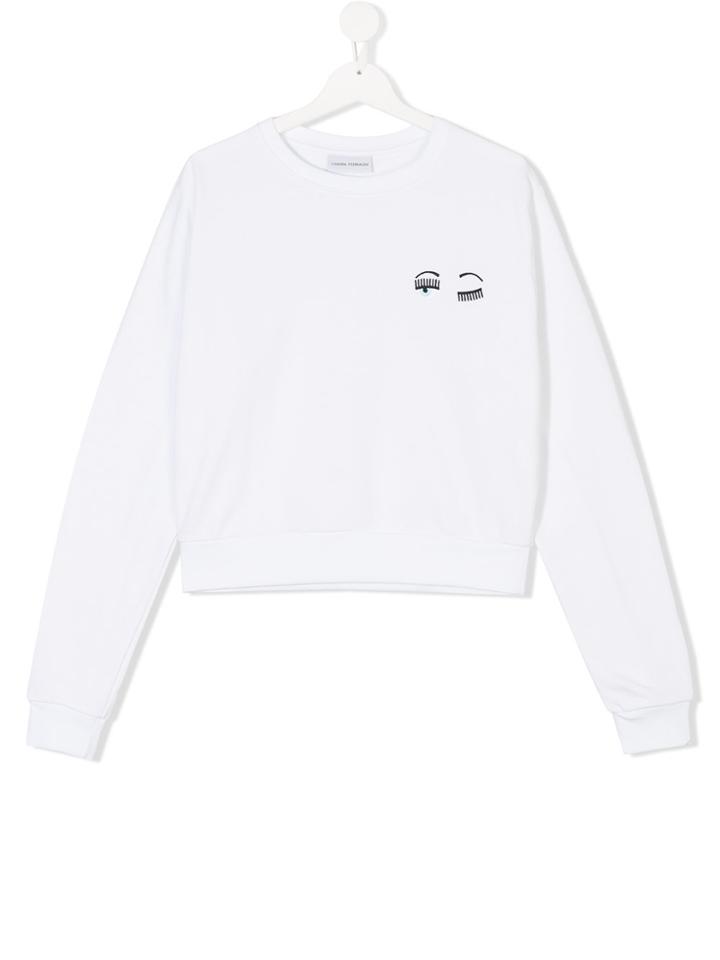 Chiara Ferragni Kids Small Eyes Appliquée Sweatshirt - White