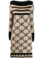 Alberta Ferretti Knitted Boat Neck Dress - Neutrals