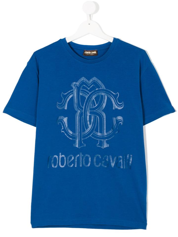 Roberto Cavalli Kids Logo Print T-shirt - Blue