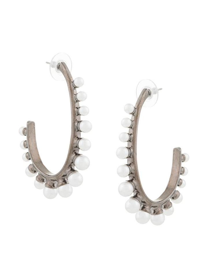 Oscar De La Renta Pearl Hoop Earrings - Metallic