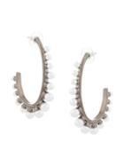 Oscar De La Renta Pearl Hoop Earrings - Metallic