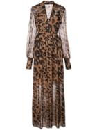 Oscar De La Renta Leopard Print Maxi Dress - Brown