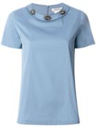 's Max Mara - Studded Collar Top - Women - Cotton/polyamide/spandex/elastane - 38, Blue, Cotton/polyamide/spandex/elastane