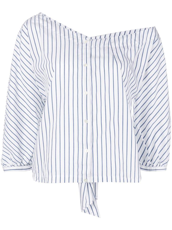 Frame Denim Striped Off Shoulder Shirt - White