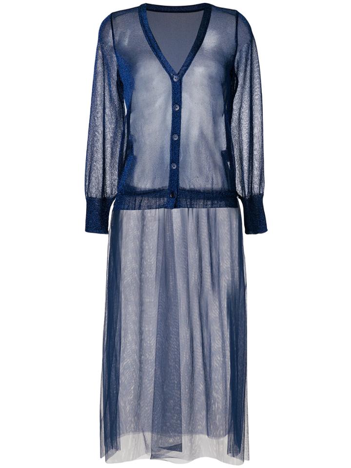 Muveil Sheer Tulle Cardigan - Blue