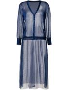 Muveil Sheer Tulle Cardigan - Blue