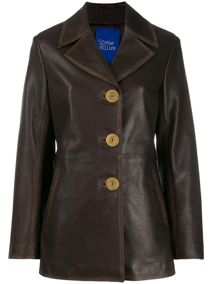 Simon Miller Single-breasted Leather Coat - Brown