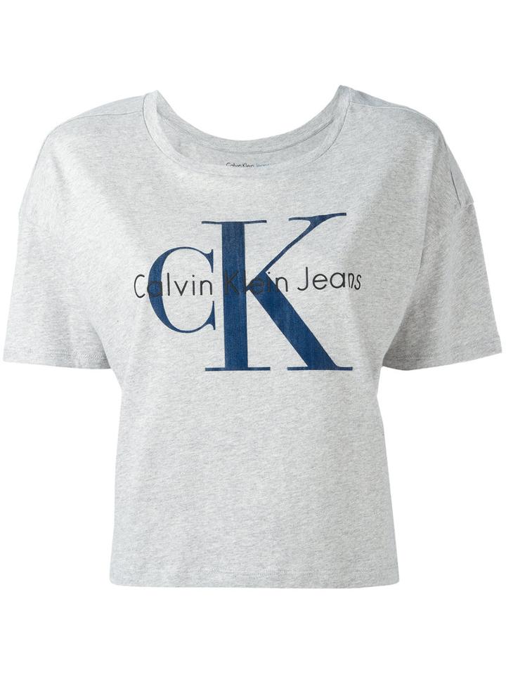 Calvin Klein Jeans Shortsleeved Logo T-shirt, Women's, Size: Small, Grey, Cotton