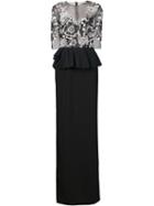 Marchesa Notte Embellished Top Gown, Women's, Size: 4, Black, Polyester
