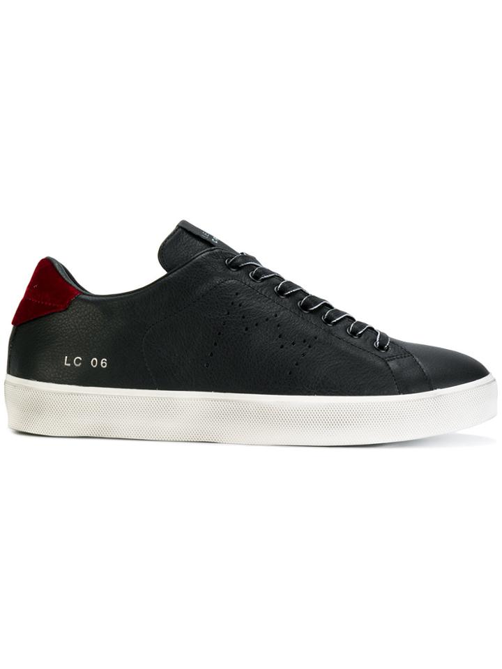 Leather Crown Velluton Lace Up Sneakers - Black