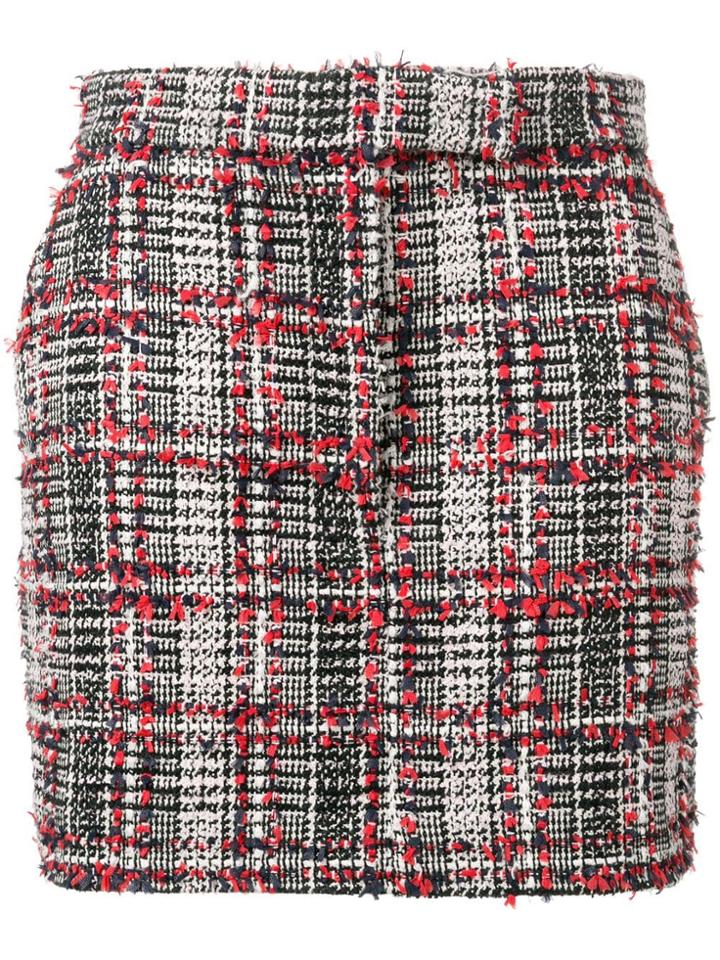 Thom Browne Prince Of Wales Eyelash Mini Skirt - Red