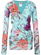 Fuzzi Floral Print Blouse - Blue
