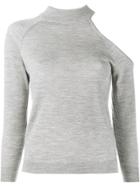 Osman Maya Fine Knitted Cold-shoulder Top - Grey