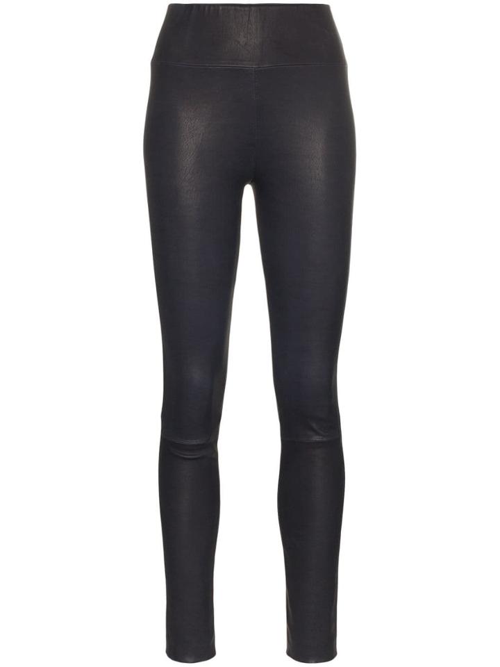 Sprwmn High-waisted Leather Leggings - Blue