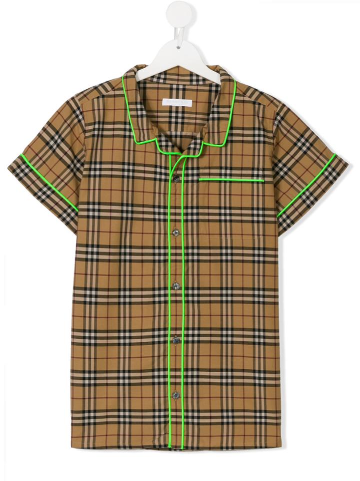 Burberry Kids Checked Shirt - Brown