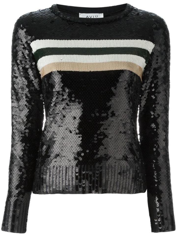 Aviù Sequin Embellished Jumper - Black