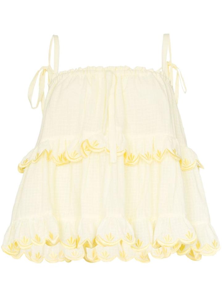 Innika Choo Tie Strap Tiered Smock Top - Yellow