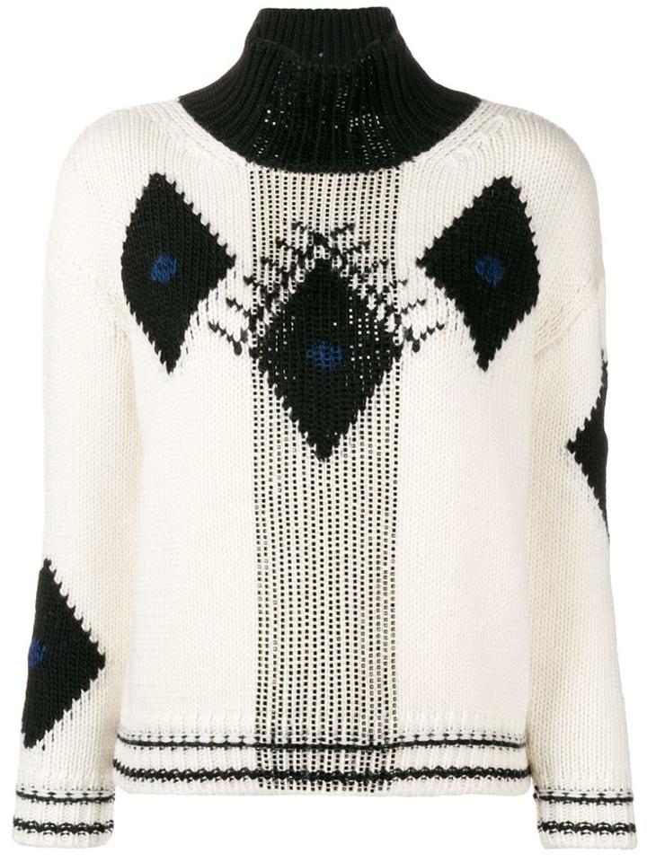 Ermanno Scervino Geometric Turtle-neck Sweater - Nude & Neutrals