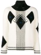 Ermanno Scervino Geometric Turtle-neck Sweater - Nude & Neutrals