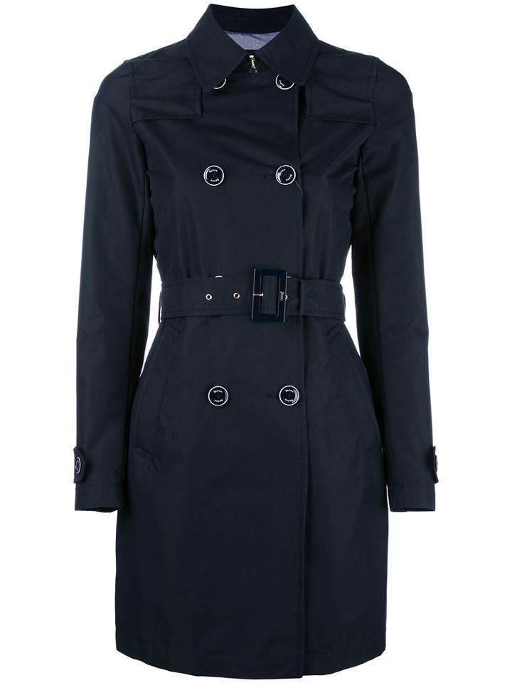 Herno Belted Trench Coat, Women's, Size: 48, Blue, Cotton/polyamide/polyester