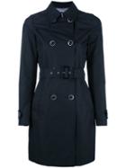 Herno Belted Trench Coat, Women's, Size: 48, Blue, Cotton/polyamide/polyester