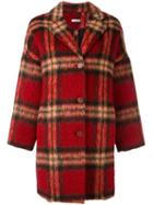 P.a.r.o.s.h. Checked Coat, Women's, Size: Small, Red, Polyamide/polyester/mohair/virgin Wool