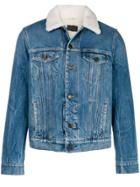 Saint Laurent Shearling Collar Denim Jacket - Blue