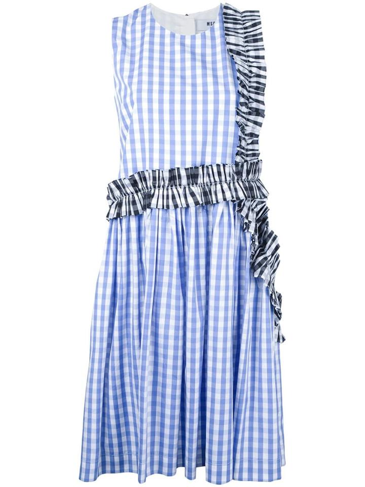 Msgm Checked Print Dress - Blue