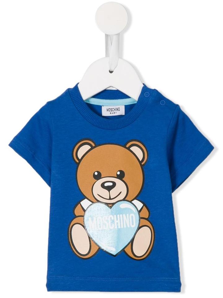 Moschino Kids - Teddy Bear Heart Print T-shirt - Kids - Cotton - 24 Mth, Blue